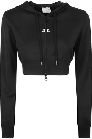 Courrèges Sweatshirts & Hoodies, Dames, Zwart, S, Zwarte Sweaters - Cropped Jas