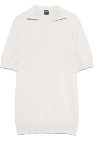 FEDELI Tops, Heren, , 3Xl, Ecru V-hals T-shirts en Polos