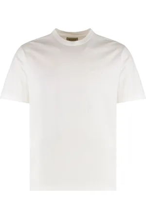 Woolrich Tops, Heren, Wit, XL, Katoen, Geribbelde kraag katoenen ronde hals T-shirt