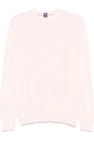 FEDELI Truien, Heren, Roze, L, Roze Geribbelde Ronde Hals Sweater