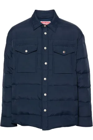 Kenzo Jassen, Heren, Blauw, L, Gewatteerd Overshirt met Stiksel