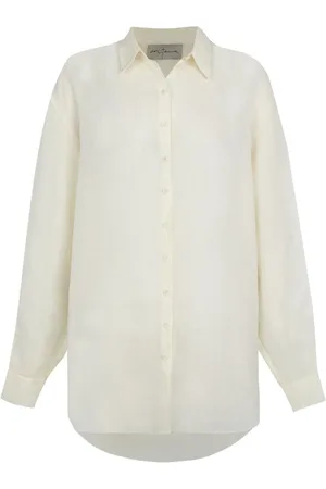 Cortana Blouses & Shirts, Dames, , S, Dennis, oversized shirt van ivoorkleurige ramie