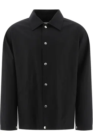 Jil Sander Jassen, Heren, Zwart, M, Katoen, Zwarte Waterdichte Katoenen Jas
