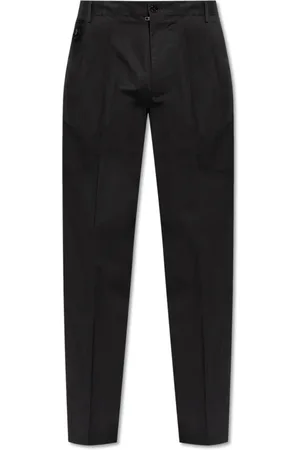 Dolce & Gabbana Broeken, Heren, Zwart, M, Katoen, Katoenen broek met vouw