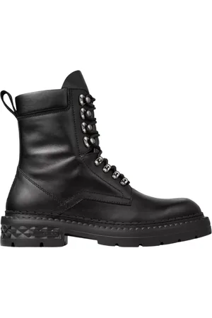 Jimmy Choo Schoenen, Heren, Zwart, 43 EU, Leer, Zwarte leren enkellaarzen met logo