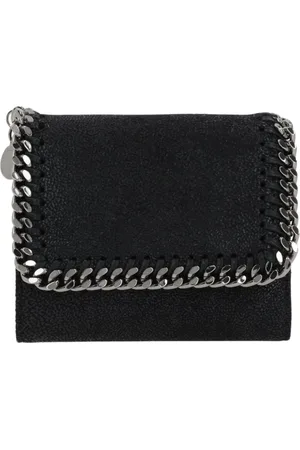 Stella McCartney Accessoires, Dames, Zwart, ONE Size, Zwarte Tri-Fold Portemonnee van Shaggy Deer Eco-Materiaal