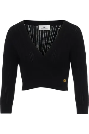 Elisabetta Franchi Truien, Dames, Zwart, M, Zwarte Gebreide Top