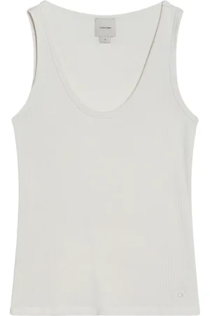 Calvin Klein Tops, Dames, Wit, S, Stijlvolle Tanktop voor Vrouwen