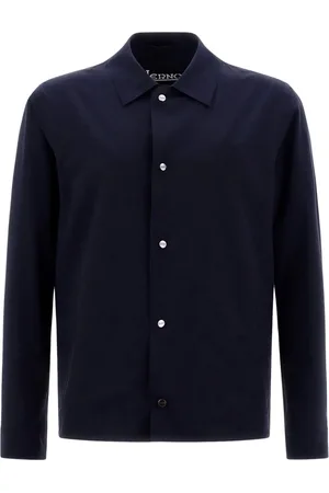 HERNO Jassen, Heren, Blauw, L, Blauwe Shacket in Bi-Stretch Stof