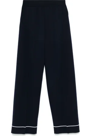 Gucci Broeken, Dames, Blauw, M, Blauwe elastische taille broek