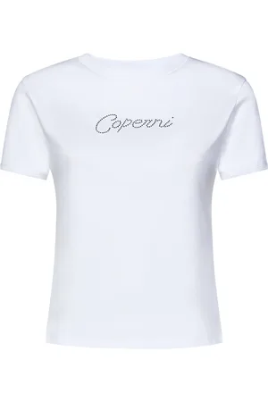 COPERNI Tops, Dames, Wit, L, Katoen, Kristal Logo Wit T-shirt