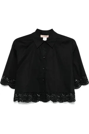 Twin-Set Blouses & Shirts, Dames, Zwart, S, Katoen, Zwarte klassieke shirt voor vrouwen