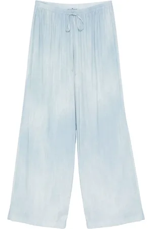 ERMANNO SCERVINO Broeken, Dames, Blauw, XS, Wijde Broek