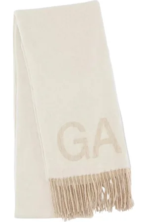 Ganni Accessoires, Dames, , ONE Size, Wol, Crème Wol Fringed Sjaal
