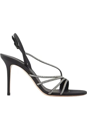 LE SILLA Schoenen, Dames, Zwart, 38 EU, Leer, Zwarte kristalsandalen Scarlet Divina