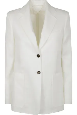 Max Mara Jassen, Dames, Wit, S, Linnen, Linnen Blazer Jas