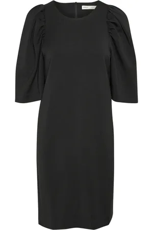 INWEAR Kleedjes, Dames, Zwart, XS, Elegante Zwarte Jurk met ¾ Mouwen