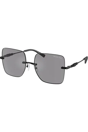 Michael Kors Accessoires, Dames, Grijs, 55 MM, Stijlvolle Grijs-Zwarte Zonnebril