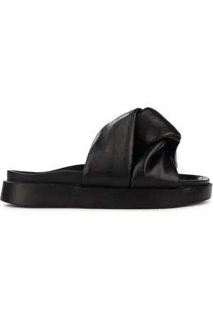INUIKII Schoenen, Dames, Zwart, 36 EU, Leer, Zachte Gekruiste Slider