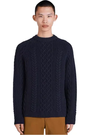 Kenzo Truien, Heren, Blauw, L, Wol, Blauwe Gevlochten Trui Ronde Hals