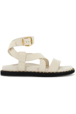 Jimmy Choo Schoenen, Dames, Wit, 40 EU, Leer, Platte Sandalen met Kruisbanden