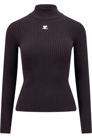 Courrèges Truien, Dames, Bruin, M, Polyester, Bruine Gebreide Kleding Aw 23, Trendy Coltrui