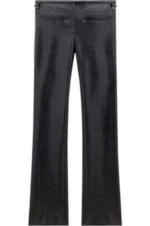 Courrèges Broeken, Dames, Zwart, S, Katoen, Vinyl Zwarte Broek Lage Taille