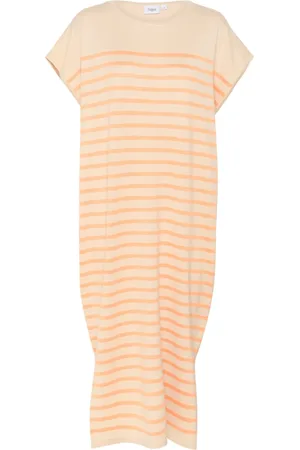 Saint Tropez Kleedjes, Dames, , XL, Gestreepte Jurk Mist Oranje Streep
