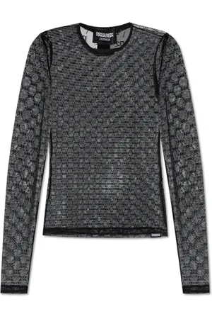 Dsquared2 Tops, Dames, Zwart, M, Lace Top