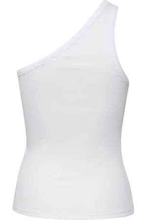 Gestuz Tops, Dames, Wit, 2Xs, Katoen, One Shoulder Basis Top