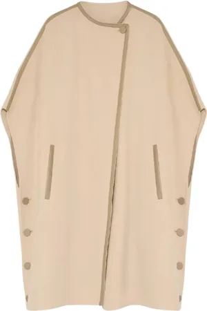 YVES SALOMON Jassen, Dames, , XS, Wol, Gebreide cape met knopen