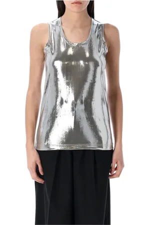 JUNYA WATANABE Tops, Dames, Grijs, M, Metallic Tanktop Zilver
