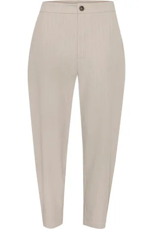 Kaffe Broeken, Dames, , XS, Grijs Melange Pinstripe Cropped Broek