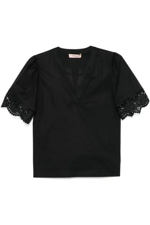 Twin-Set Blouses & Shirts, Dames, Zwart, XL, Zwart Shirt Set Stijlvol