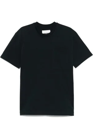 Jil Sander Tops, Heren, Zwart, M, Katoen, Blauw Katoenen Crewneck T-shirt met Zak