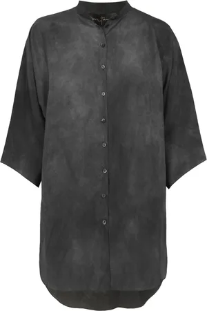 Cortana Blouses & Shirts, Dames, Groen, L, Leer, Salome, zijden shirt benzine gemêleerd