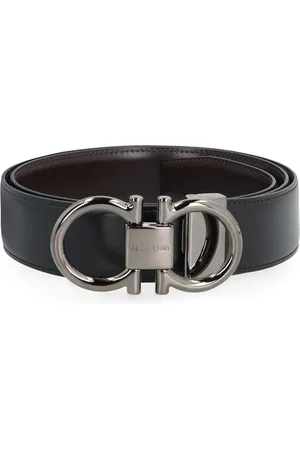 Salvatore Ferragamo Accessoires, Heren, Zwart, 100 CM, Leer, Omkeerbare leren riem met logogesp