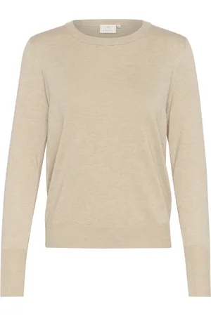 Kaffe Truien, Dames, , L, Nylon, Grijze Melange Gebreide Trui