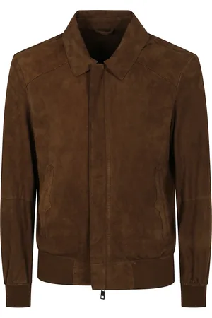 GIORGIO BRATO Jassen, Heren, Bruin, M, Suede Bomber Shirt Hals