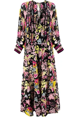 ERMANNO SCERVINO Kleedjes, Dames, Veelkleurig, 2Xs, Bloemenprint Lange Jurk met Kant