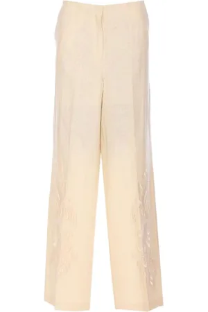 Twin-Set Broeken, Dames, , S, Linnen, Geborduurde Linnen Zomerbroek