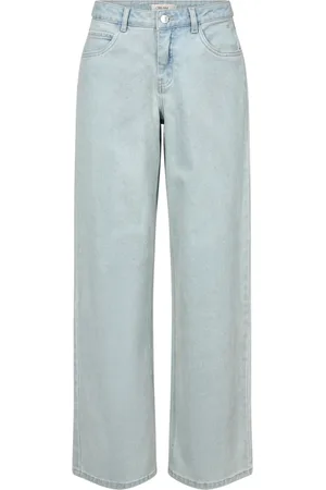 Cream Jeans, Dames, Blauw, W26 L32, Denim, Wijde spijkerbroek in zilver denim