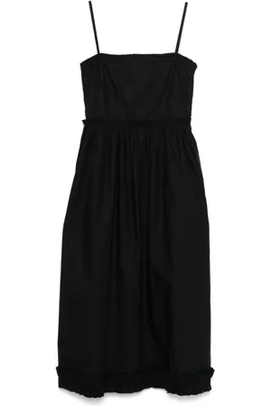 Ganni Kleedjes, Dames, Zwart, L, Katoen, Elegante Zwarte Katoenen Jurk