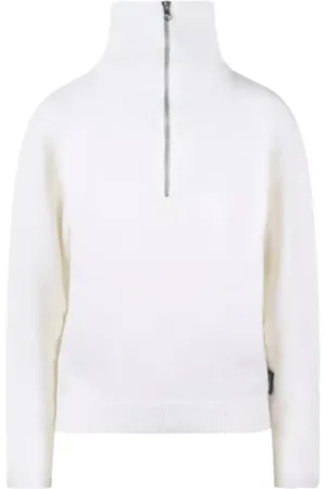 Courrèges Truien, Dames, Wit, M, Wol, Witte Wol Logo Sweatshirt
