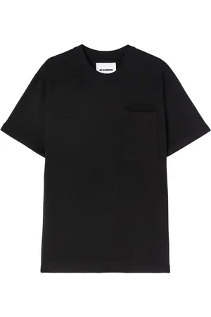 Jil Sander Tops, Heren, Zwart, L, Katoen, Zwart Katoenen Crewneck T-Shirt met Logo Label