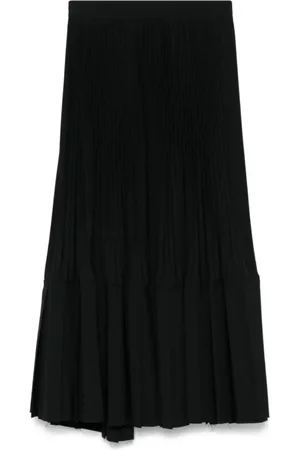 JUNYA WATANABE Rokken, Dames, Zwart, S, Zwarte Geplooide Rok met Riem