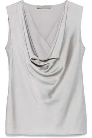 D.EXTERIOR Tops, Dames, Grijs, M, Satijn, Grijze Satijnen Cowl Neck Top