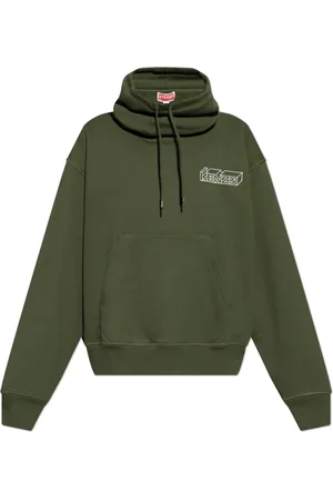 Kenzo Sweatshirts & Hoodies, Heren, Groen, M, Katoen, Sweater met wijde kraag
