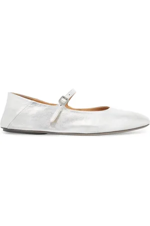 MARSÈLL Schoenen, Dames, Grijs, 37 EU, Leer, Metallic Leren Ballerina Flats
