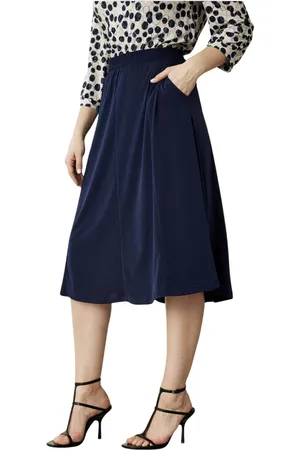 In Front Rokken, Dames, Blauw, L, Navy A-lijn Rok